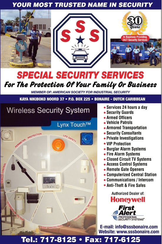 sss Special Security Services beveiliging van huis en bedrijf op Bonaire